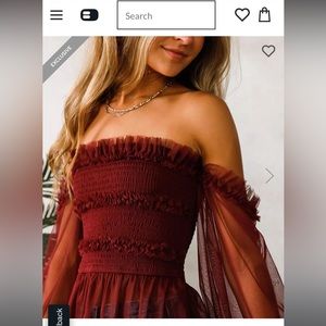 The Buckle, Willow & Root brand burgundy off the shoulder top